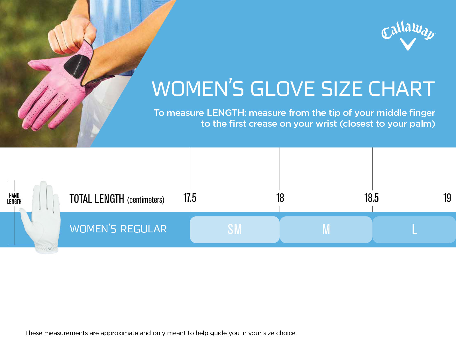 Women's Golf Glove Size Chart